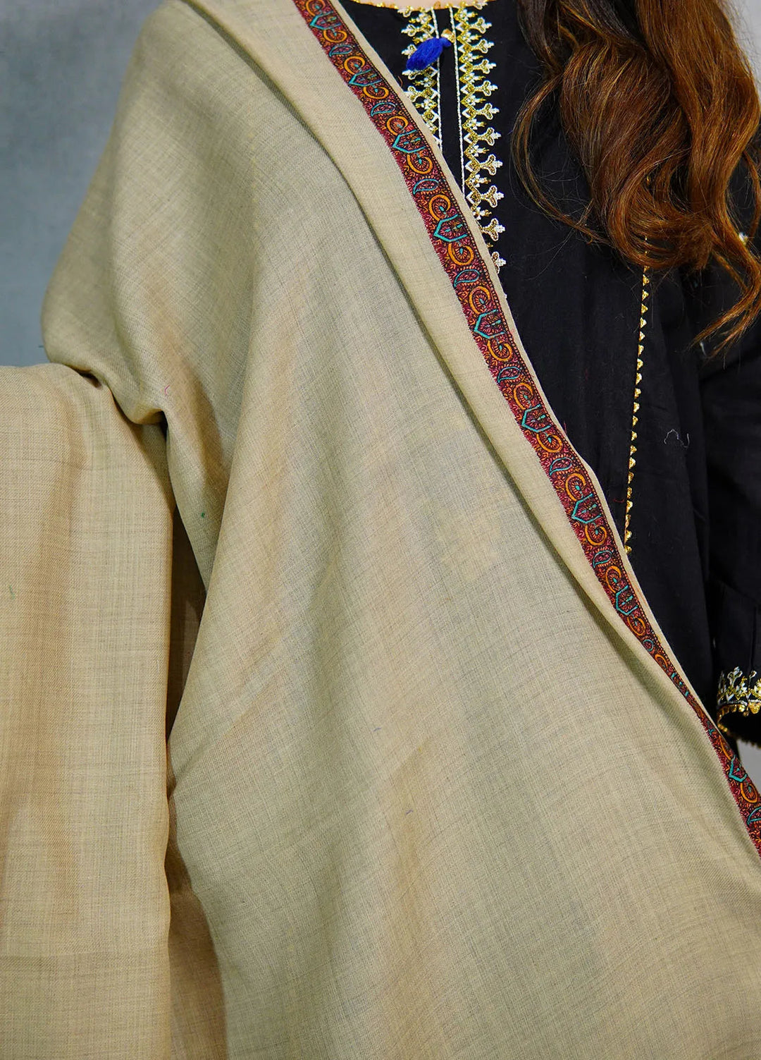 Sanaulla Exclusive Range Pashmina Shawl KPS D-36 Light Brown 3 - Winter Collection