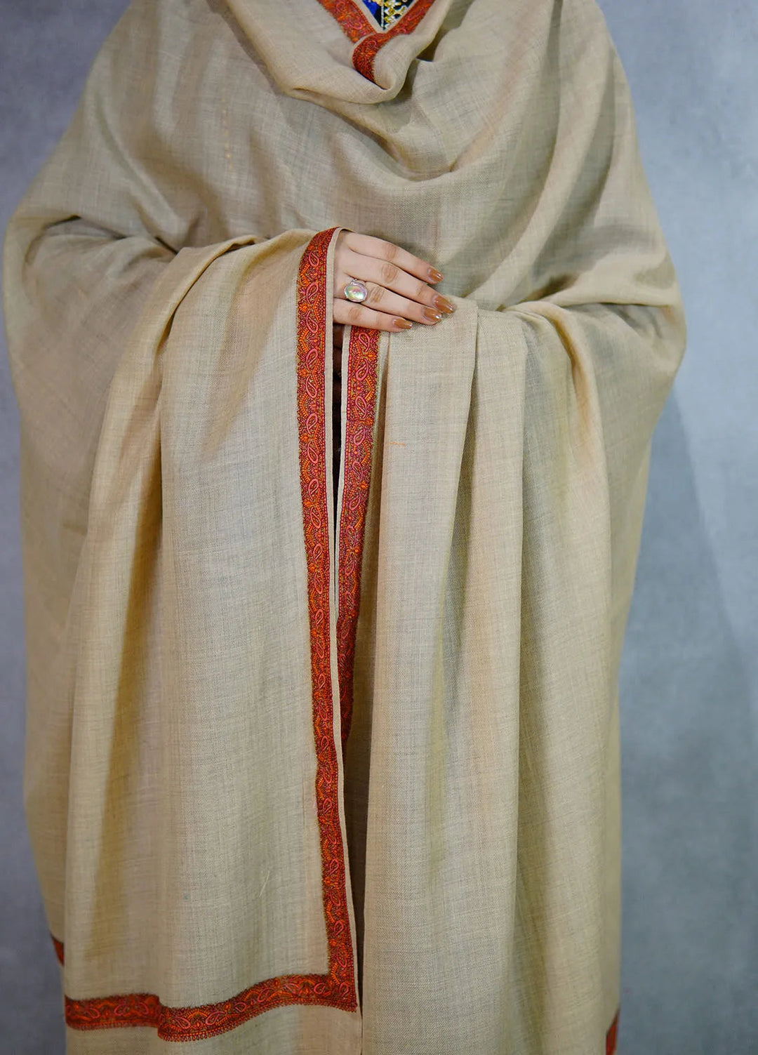 Sanaulla Exclusive Range Pashmina Shawl KPS D-36 Light Brown 4 - Winter Collection