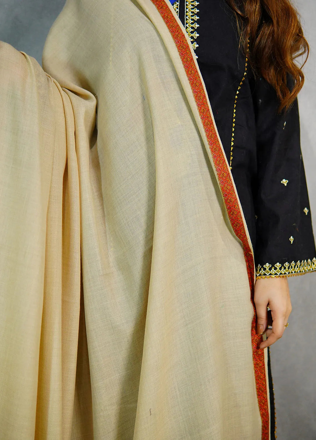 Sanaulla Exclusive Range Pashmina Shawl KPS D-36 Light Brown 5 - Winter Collection