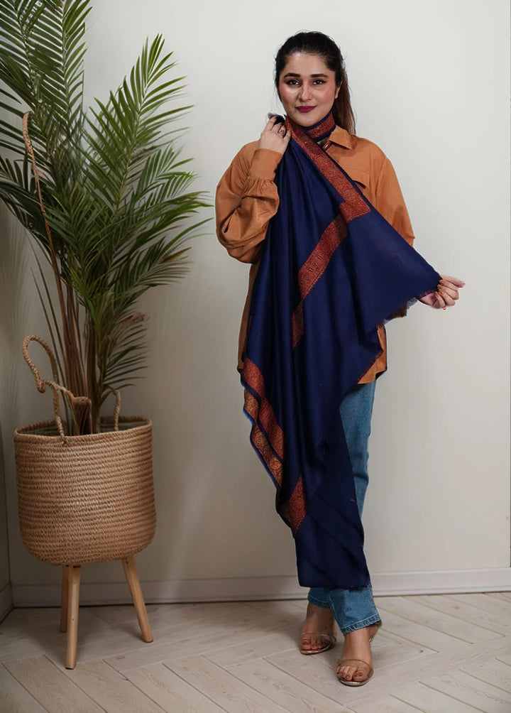 Sanaulla Exclusive Range Pashmina Shawl KPS D-37 Dark Brown - Winter Collection