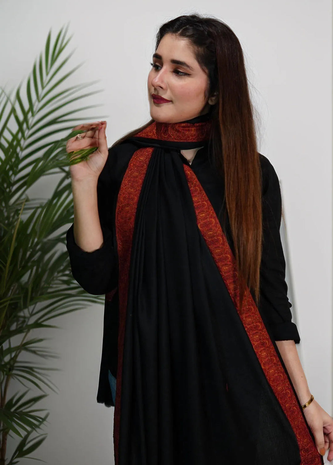 Sanaulla Exclusive Range Pashmina Shawl KPS D-37 Fawn - Winter Collection