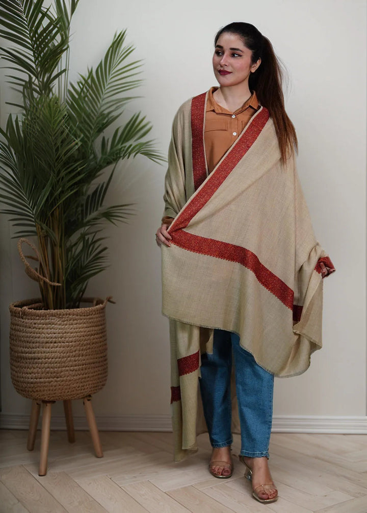 Sanaulla Exclusive Range Pashmina Shawl KPS D-37 Mehroon 1 - Winter Collection
