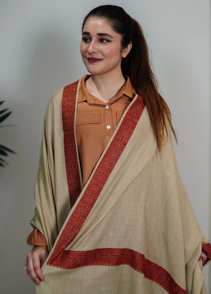 Sanaulla Exclusive Range Pashmina Shawl KPS D-37 Mehroon 1 - Winter Collection