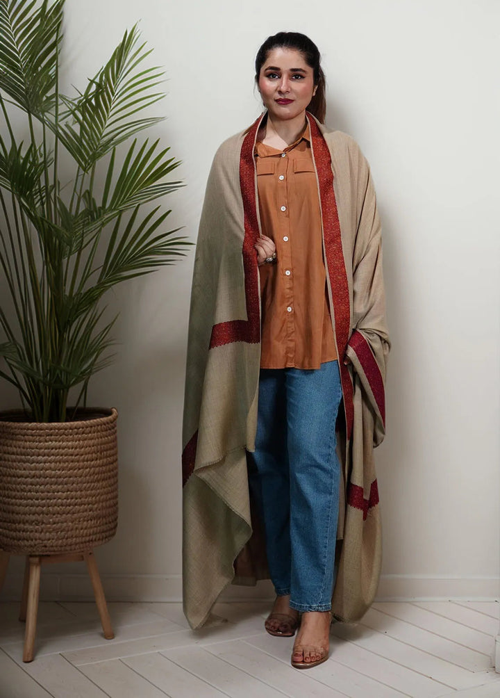 Sanaulla Exclusive Range Pashmina Shawl KPS D-37 Mehroon 2 - Winter Collection