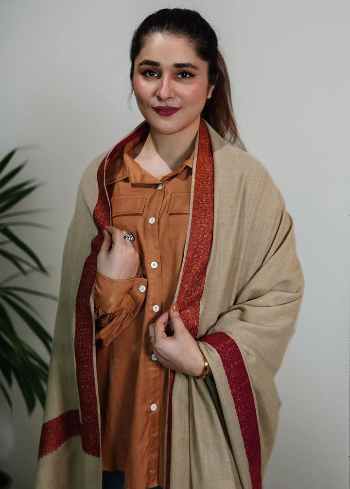 Sanaulla Exclusive Range Pashmina Shawl KPS D-37 Mehroon 2 - Winter Collection