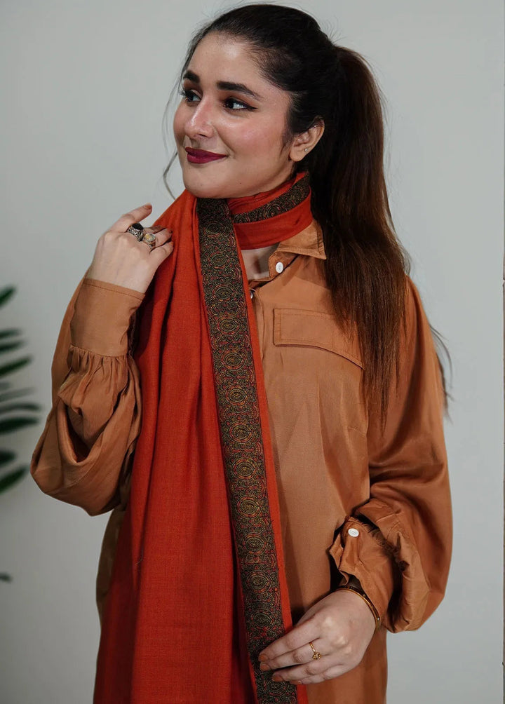 Sanaulla Exclusive Range Pashmina Shawl KPS D-37 Orange 2 - Winter Collection