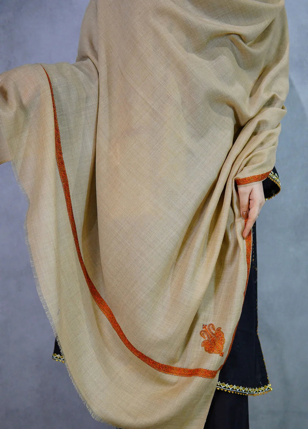 Sanaulla Exclusive Range Pashmina Shawl KPS D-38 Brown 1 - Winter Collection