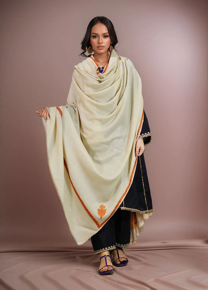 Sanaulla Exclusive Range Pashmina Shawl KPS D-38 Cream 2 - Winter Collection