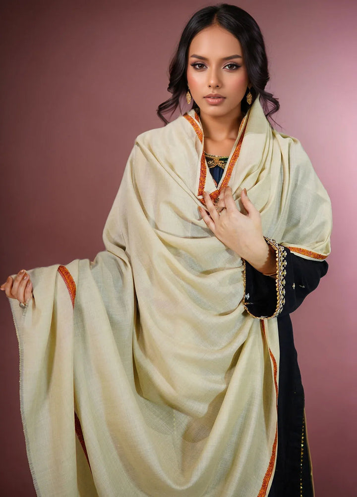 Sanaulla Exclusive Range Pashmina Shawl KPS D-38 Cream 2 - Winter Collection