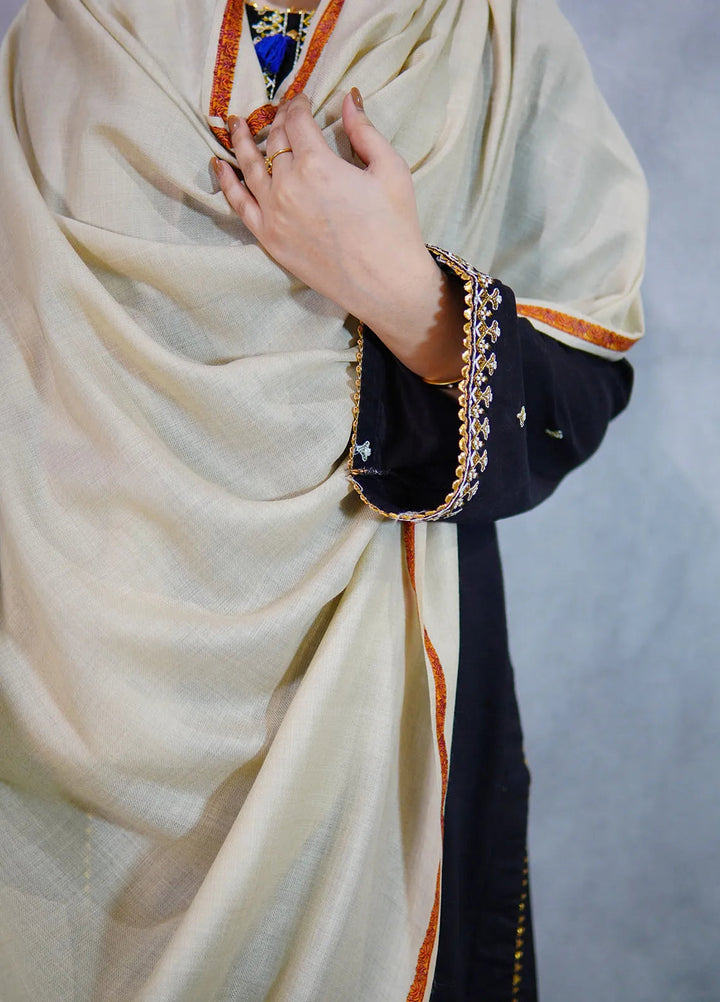 Sanaulla Exclusive Range Pashmina Shawl KPS D-38 Cream 2 - Winter Collection
