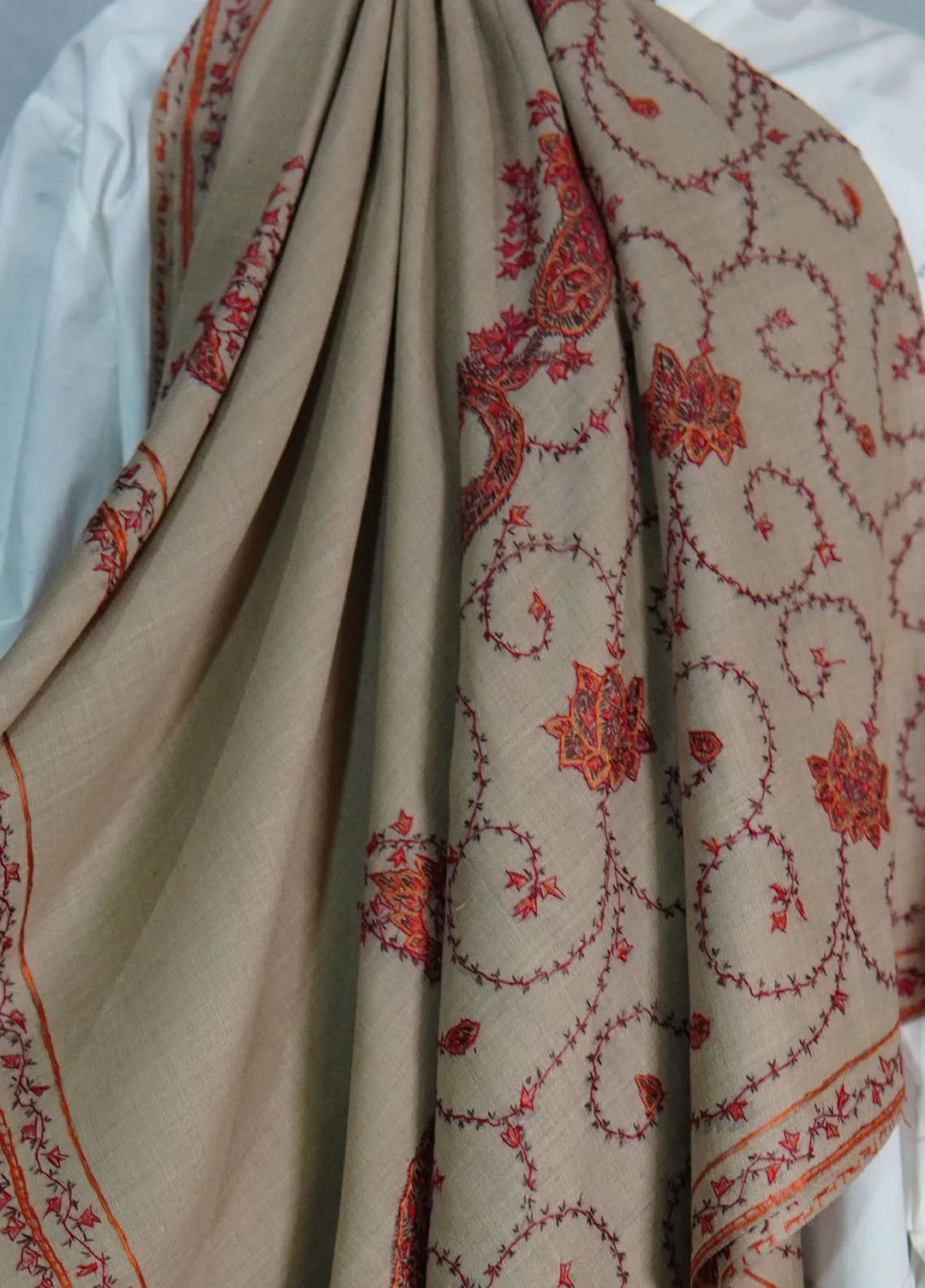 Sanaulla Exclusive Range Pashmina Shawl KPS D-39 Light Brown - Winter Collection