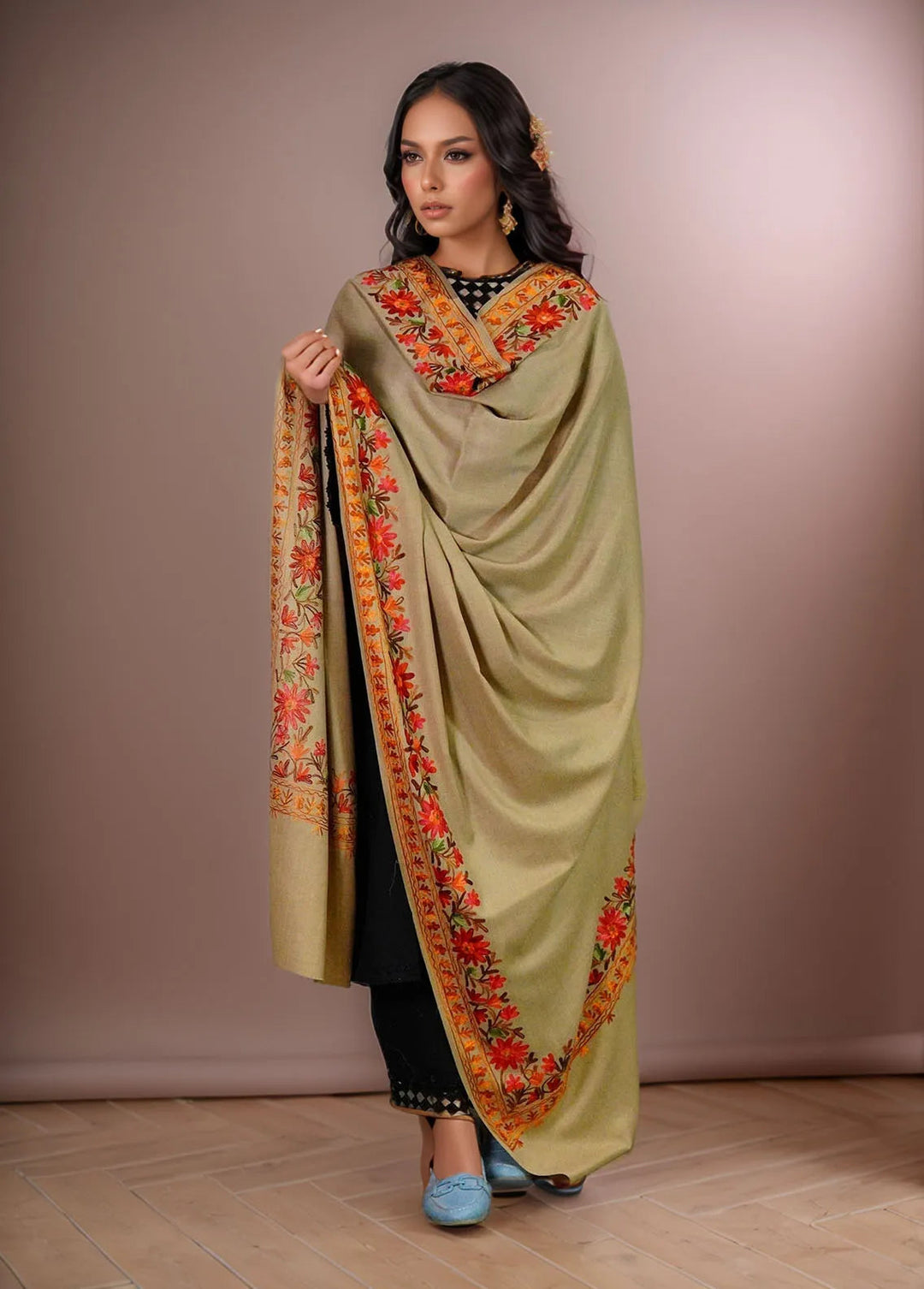 Sanaulla Exclusive Range Pashmina Shawl KPS D-4 Brown 2 - Winter Collection