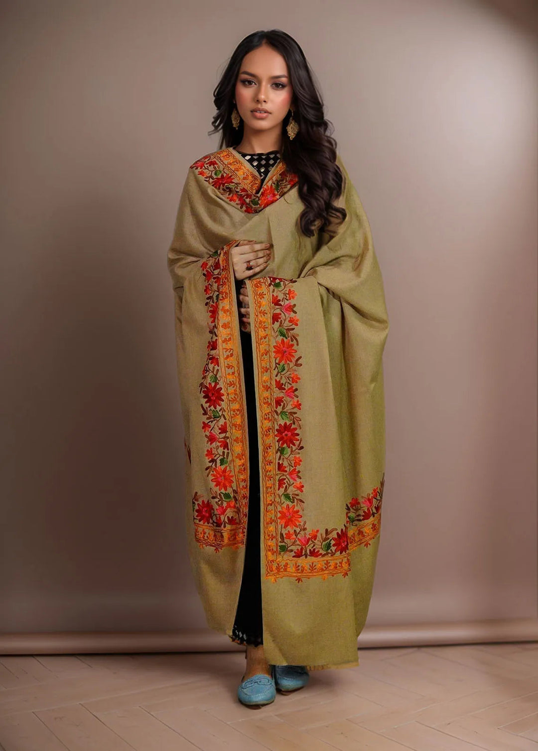 Sanaulla Exclusive Range Pashmina Shawl KPS D-4 Brown 6 - Winter Collection
