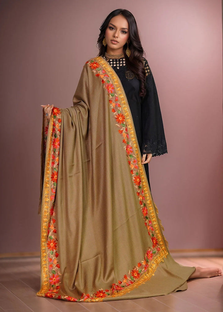Sanaulla Exclusive Range Pashmina Shawl KPS D-4 Dark Brown - Winter Collection