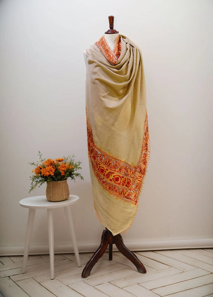 Sanaulla Exclusive Range Pashmina Shawl KPS D-40 Beige - Winter Collection