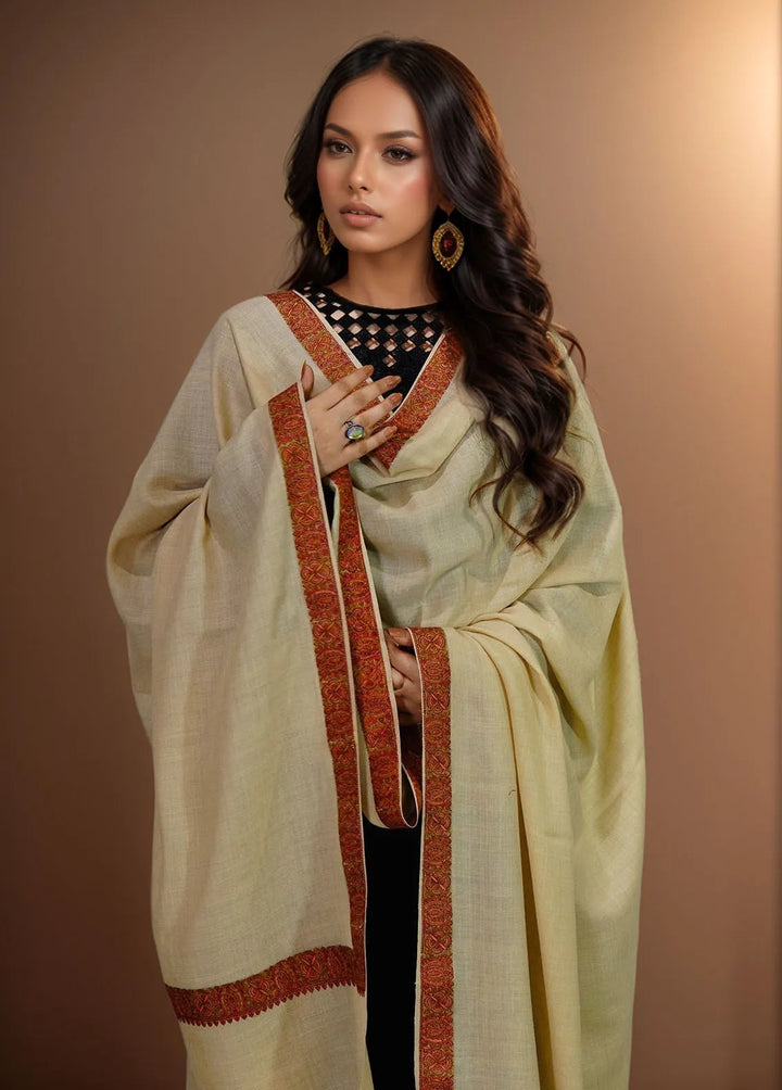 Sanaulla Exclusive Range Pashmina Shawl KPS D-41 Fawn - Winter Collection