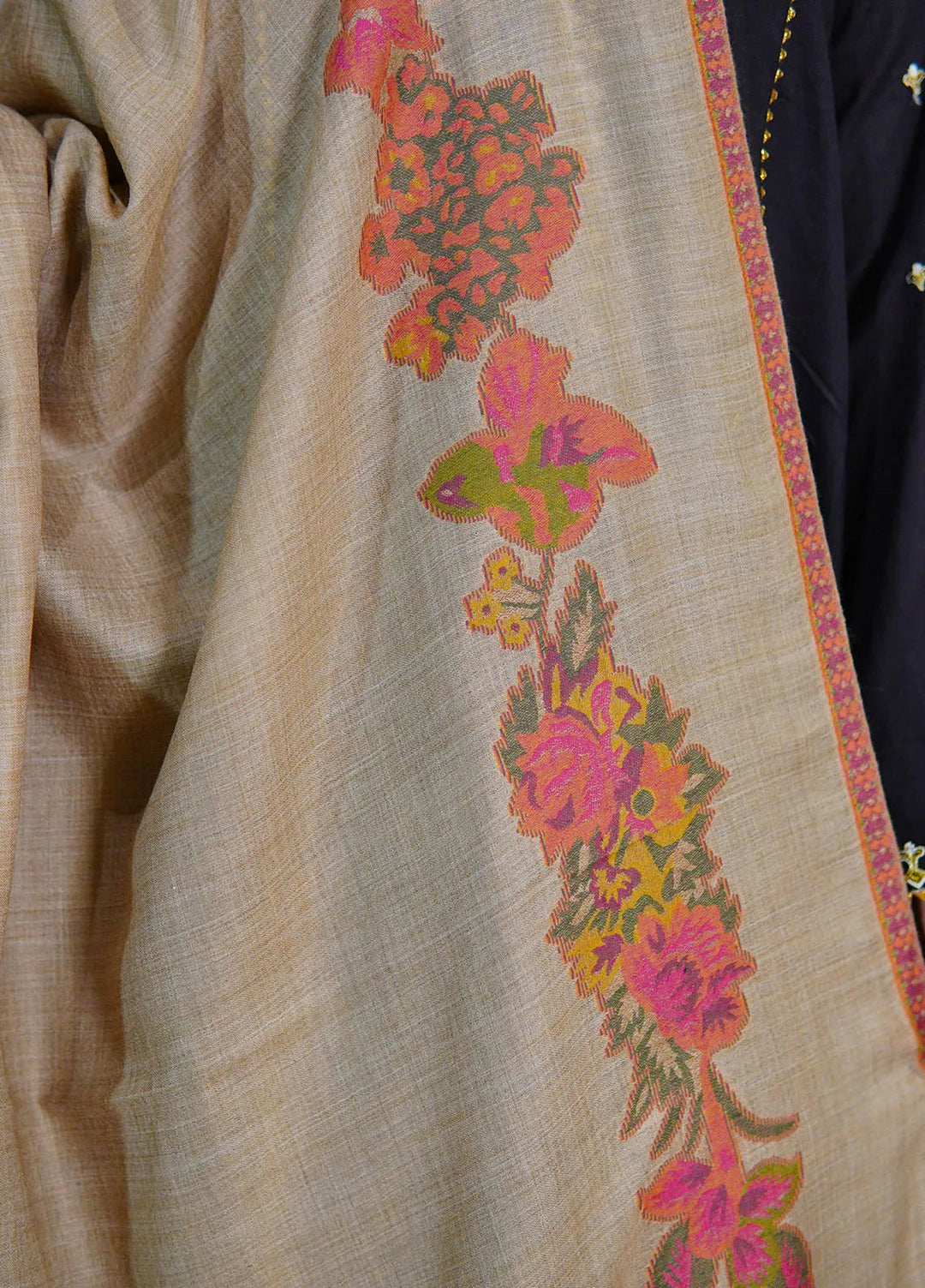 Sanaulla Exclusive Range Pashmina Shawl KPS D-42 Beige 1 - Winter Collection