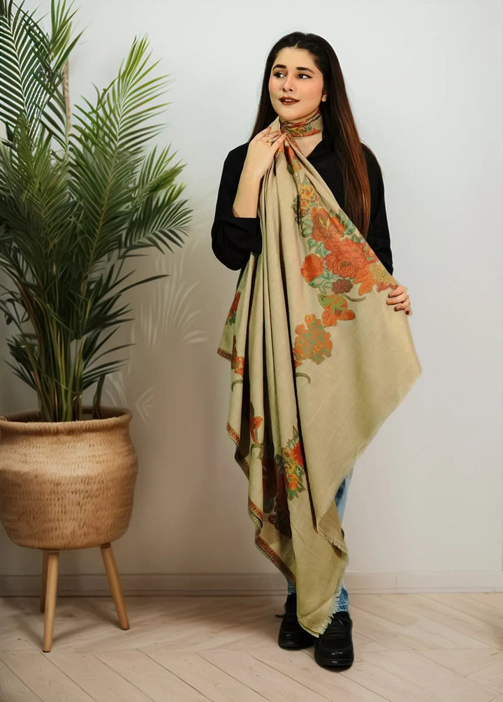 Sanaulla Exclusive Range Pashmina Shawl KPS D-42 Beige 2 - Winter Collection