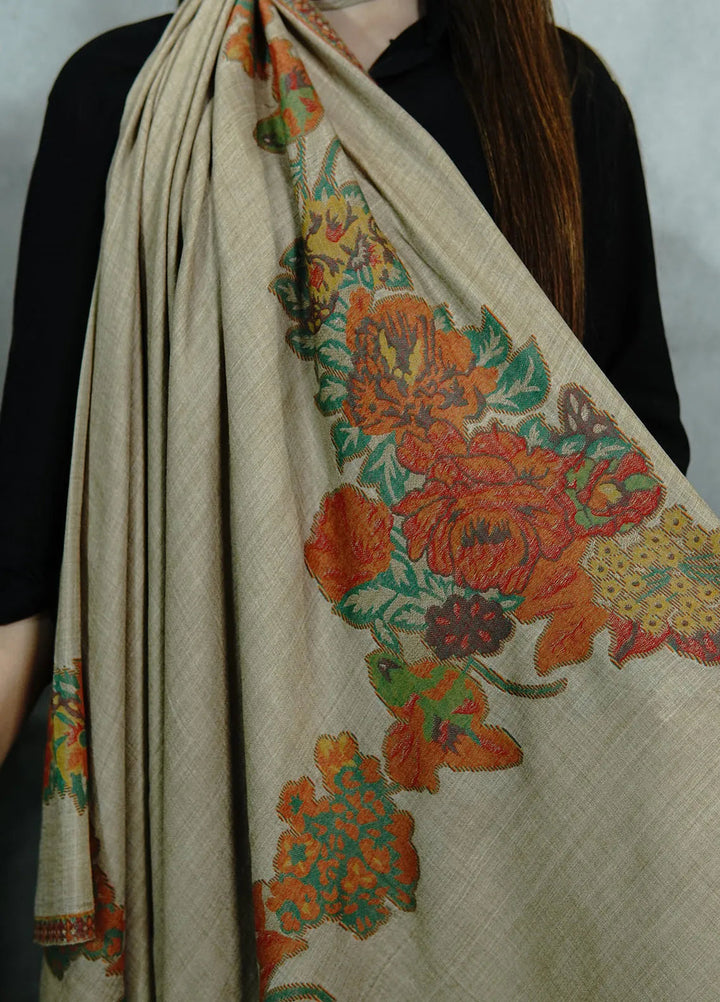 Sanaulla Exclusive Range Pashmina Shawl KPS D-42 Beige 2 - Winter Collection