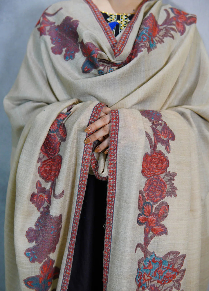 Sanaulla Exclusive Range Pashmina Shawl KPS D-42 Beige 3 - Winter Collection