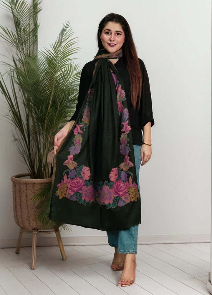Sanaulla Exclusive Range Pashmina Shawl KPS D-42 Black 1 - Winter Collection