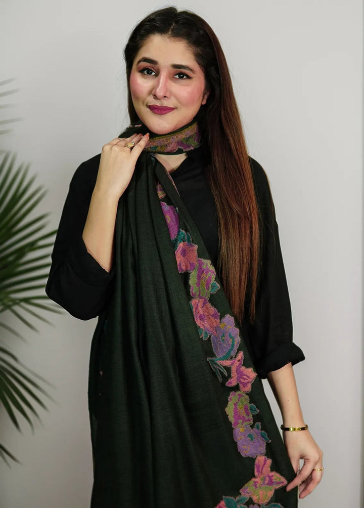 Sanaulla Exclusive Range Pashmina Shawl KPS D-42 Black 1 - Winter Collection