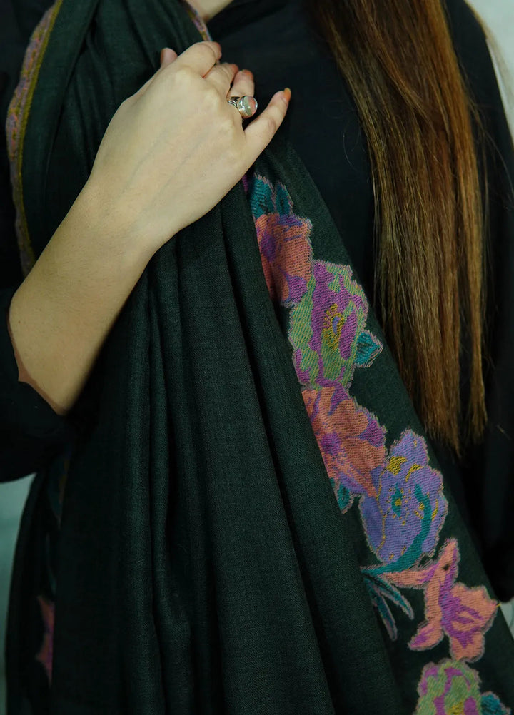 Sanaulla Exclusive Range Pashmina Shawl KPS D-42 Black 1 - Winter Collection