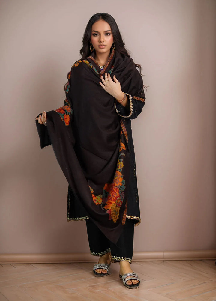 Sanaulla Exclusive Range Pashmina Shawl KPS D-42 Black 2 - Winter Collection