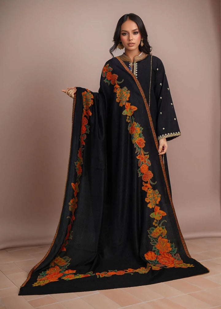 Sanaulla Exclusive Range Pashmina Shawl KPS D-42 Black 3 - Winter Collection