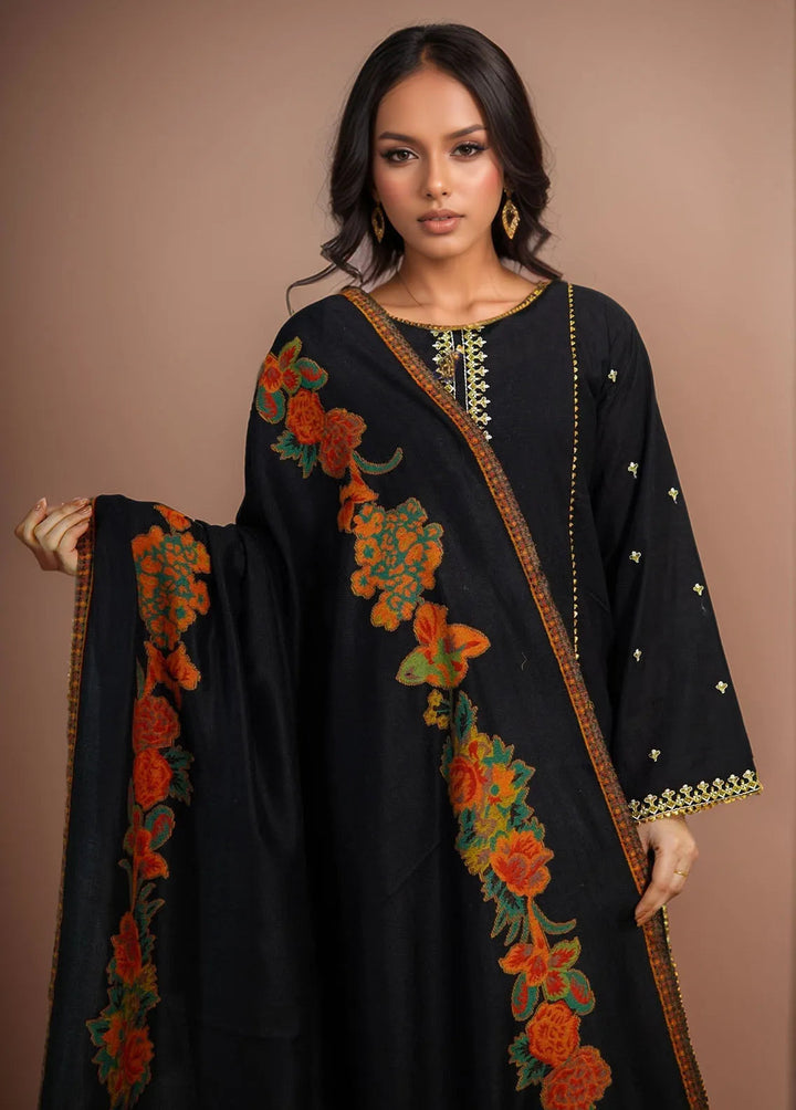 Sanaulla Exclusive Range Pashmina Shawl KPS D-42 Black 3 - Winter Collection