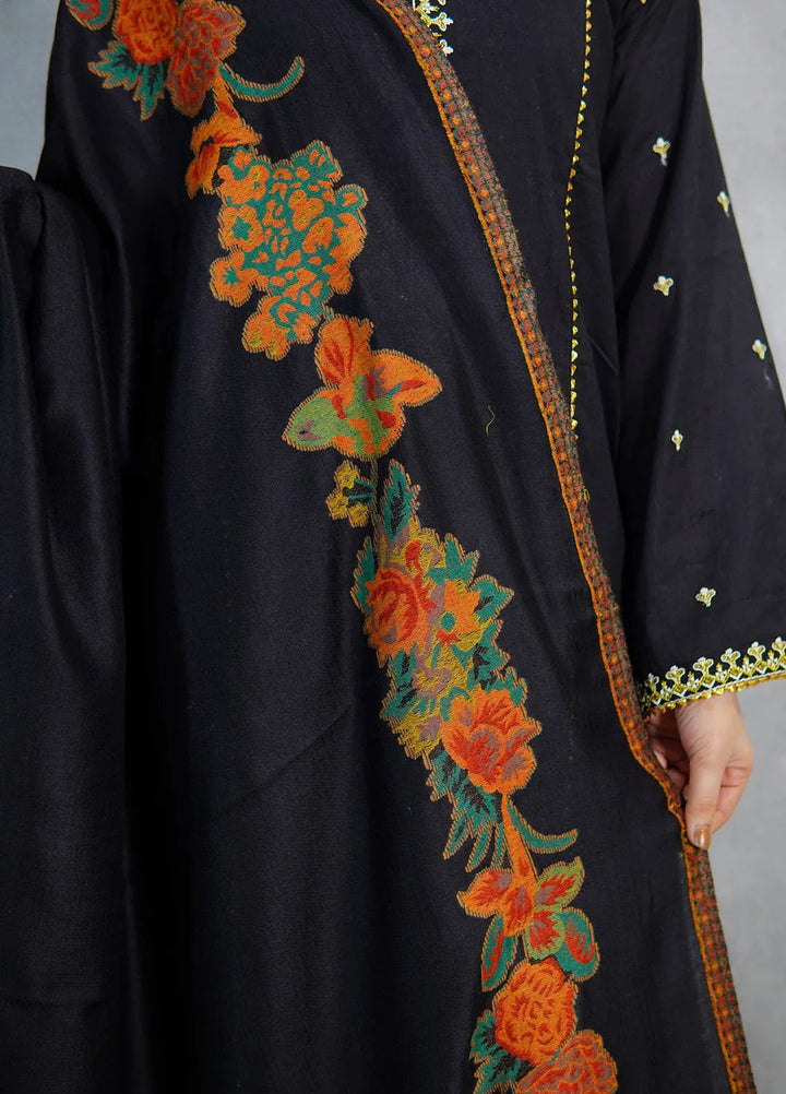 Sanaulla Exclusive Range Pashmina Shawl KPS D-42 Black 3 - Winter Collection