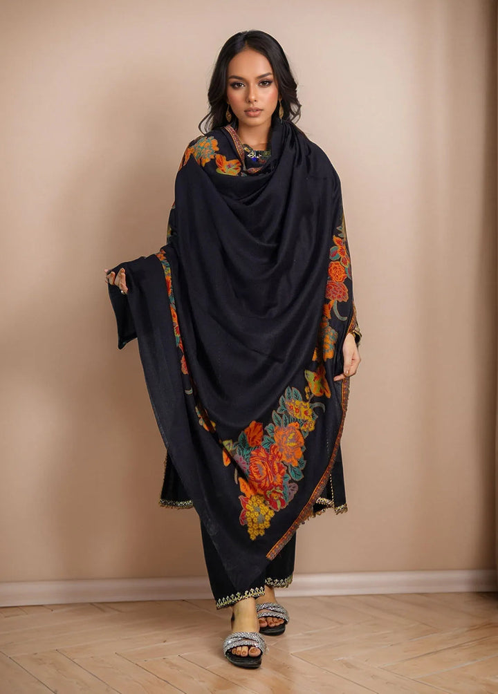 Sanaulla Exclusive Range Pashmina Shawl KPS D-42 Black 4 - Winter Collection