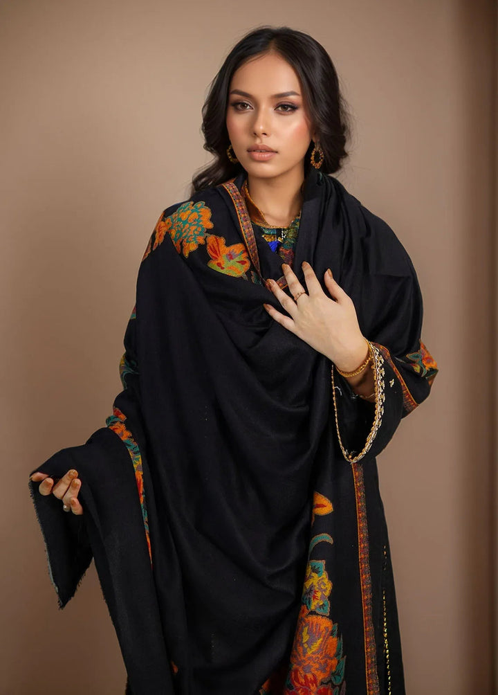 Sanaulla Exclusive Range Pashmina Shawl KPS D-42 Black 4 - Winter Collection