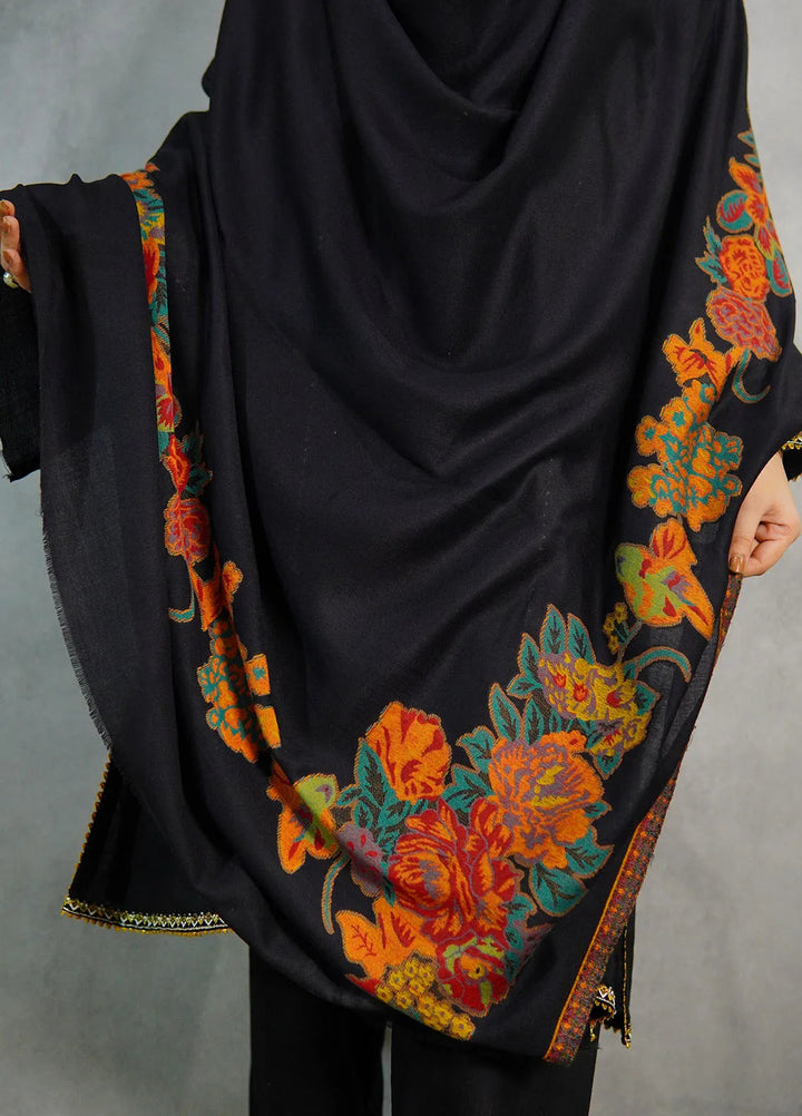 Sanaulla Exclusive Range Pashmina Shawl KPS D-42 Black 4 - Winter Collection