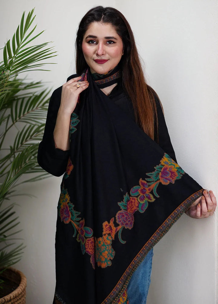 Sanaulla Exclusive Range Pashmina Shawl KPS D-42 Black - Winter Collection