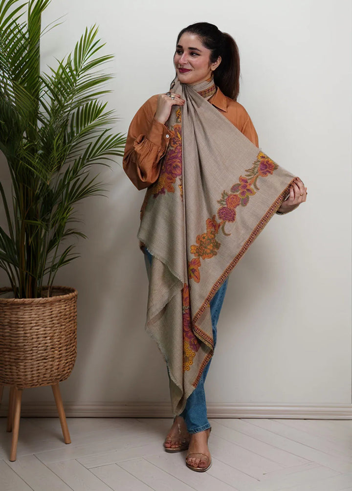Sanaulla Exclusive Range Pashmina Shawl KPS D-42 Brown 2 - Winter Collection