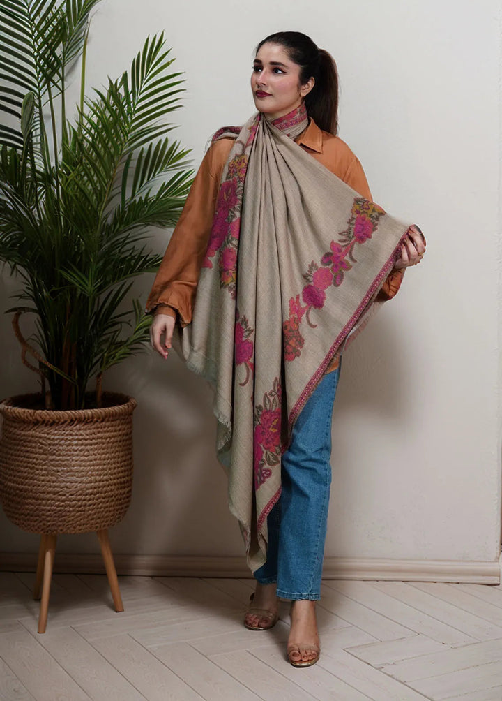 Sanaulla Exclusive Range Pashmina Shawl KPS D-42 Brown - Winter Collection