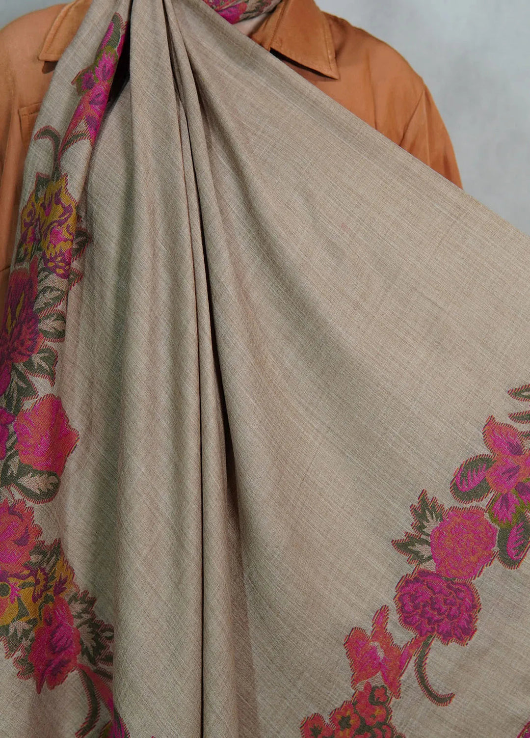 Sanaulla Exclusive Range Pashmina Shawl KPS D-42 Brown - Winter Collection