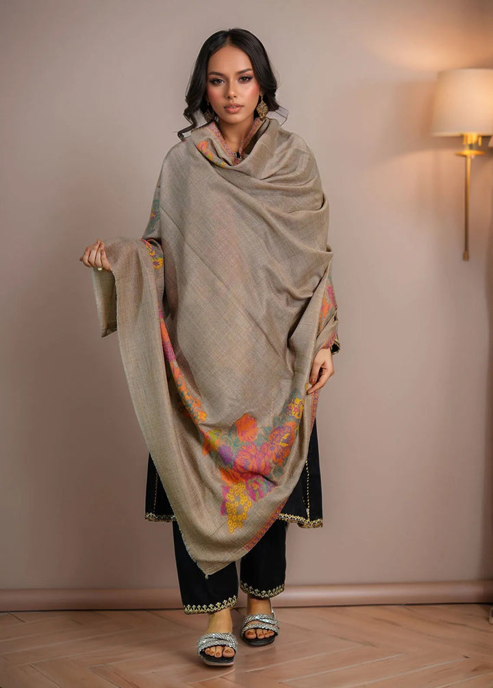 Sanaulla Exclusive Range Pashmina Shawl KPS D-42 Dark Brown 1 - Winter Collection