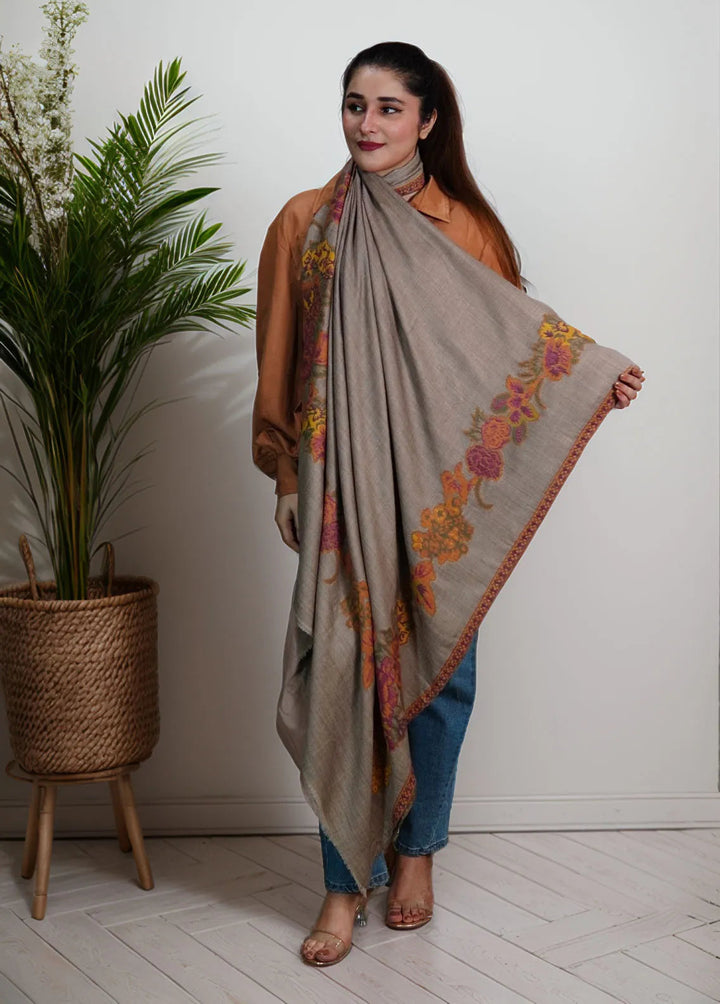 Sanaulla Exclusive Range Pashmina Shawl KPS D-42 Dark Brown 3 - Winter Collection