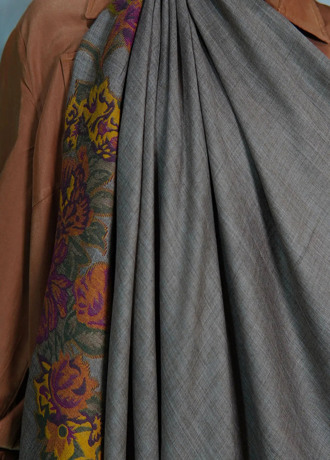 Sanaulla Exclusive Range Pashmina Shawl KPS D-42 Dark Brown 3 - Winter Collection