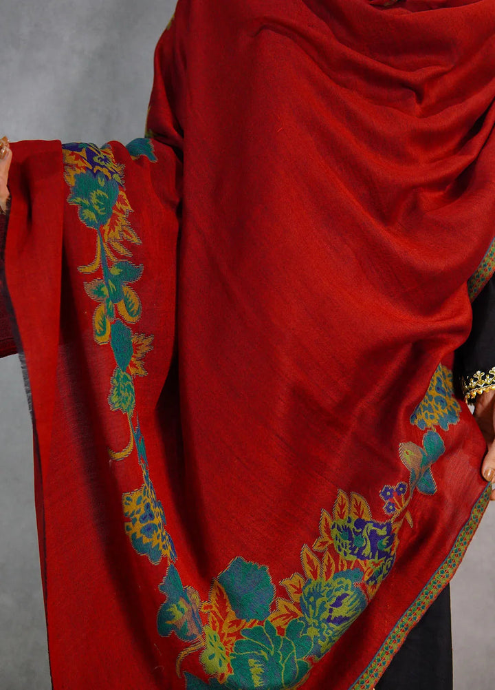 Sanaulla Exclusive Range Pashmina Shawl KPS D-42 Red 1 - Winter Collection