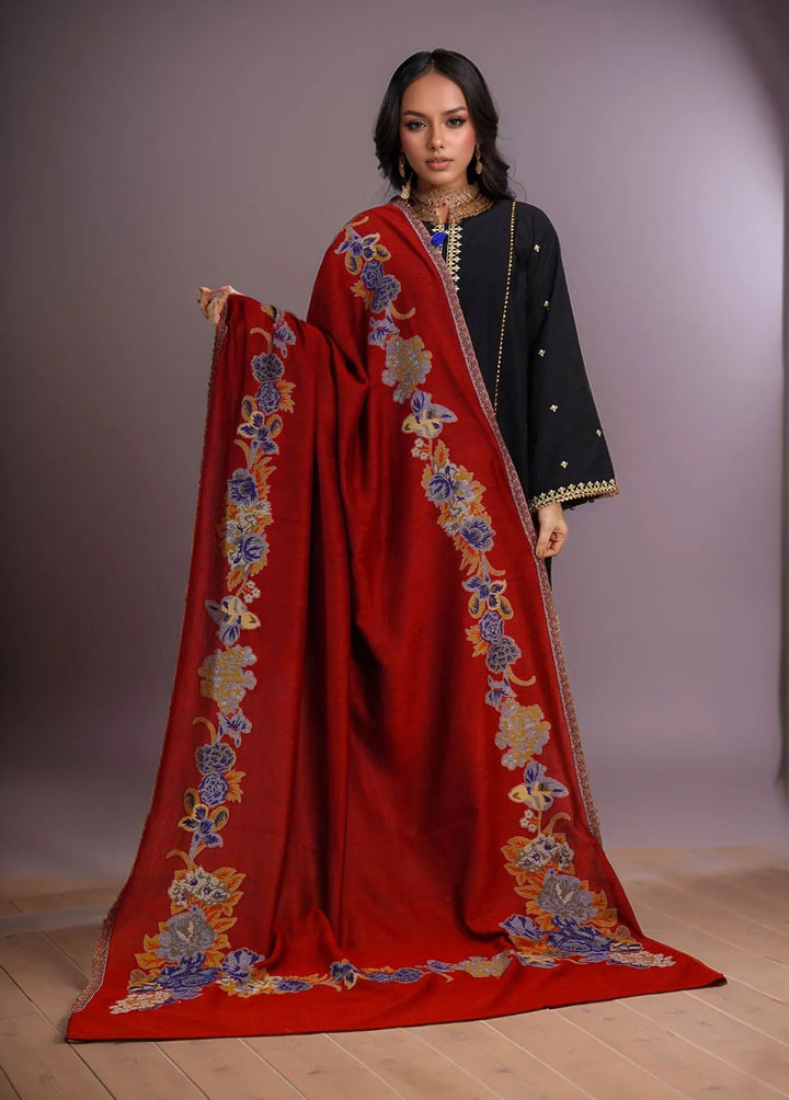 Sanaulla Exclusive Range Pashmina Shawl KPS D-42 Red - Winter Collection