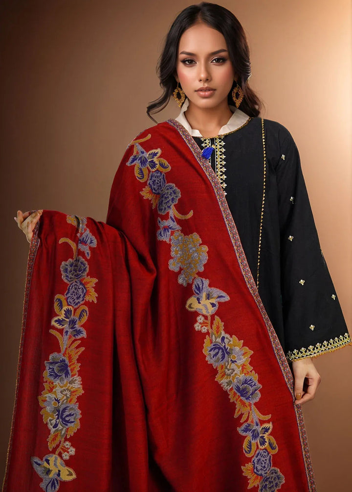 Sanaulla Exclusive Range Pashmina Shawl KPS D-42 Red - Winter Collection