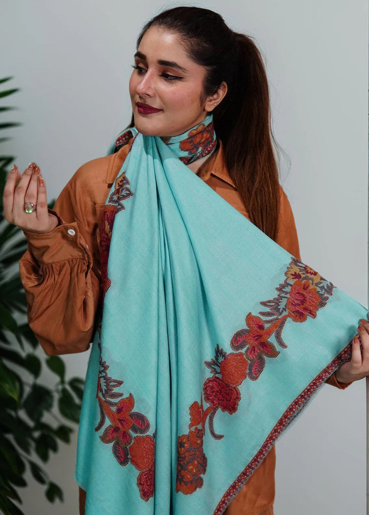 Sanaulla Exclusive Range Pashmina Shawl KPS D-42 Sky Blue - Winter Collection