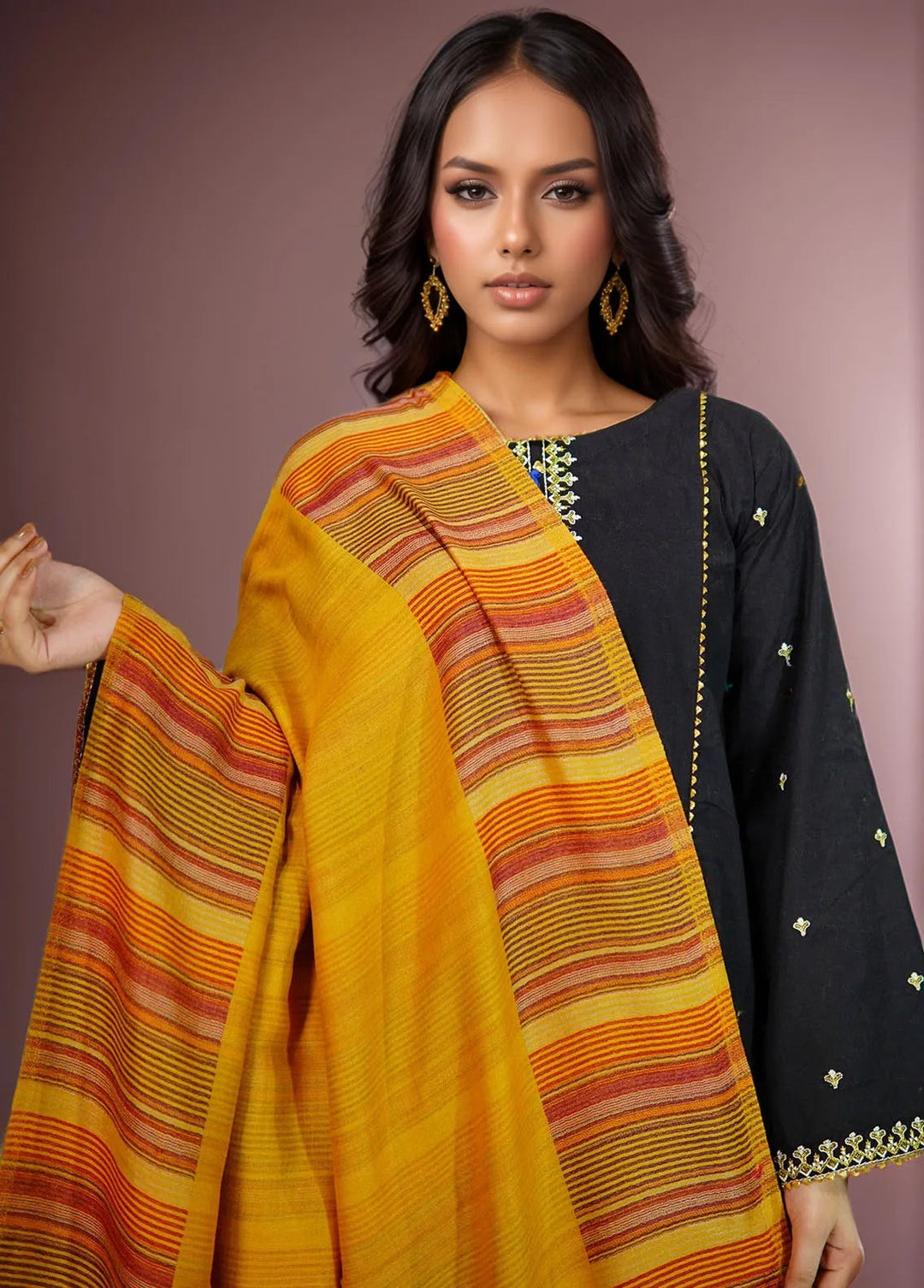 Sanaulla Exclusive Range Pashmina Shawl KPS D-43 Multi 1 - Winter Collection