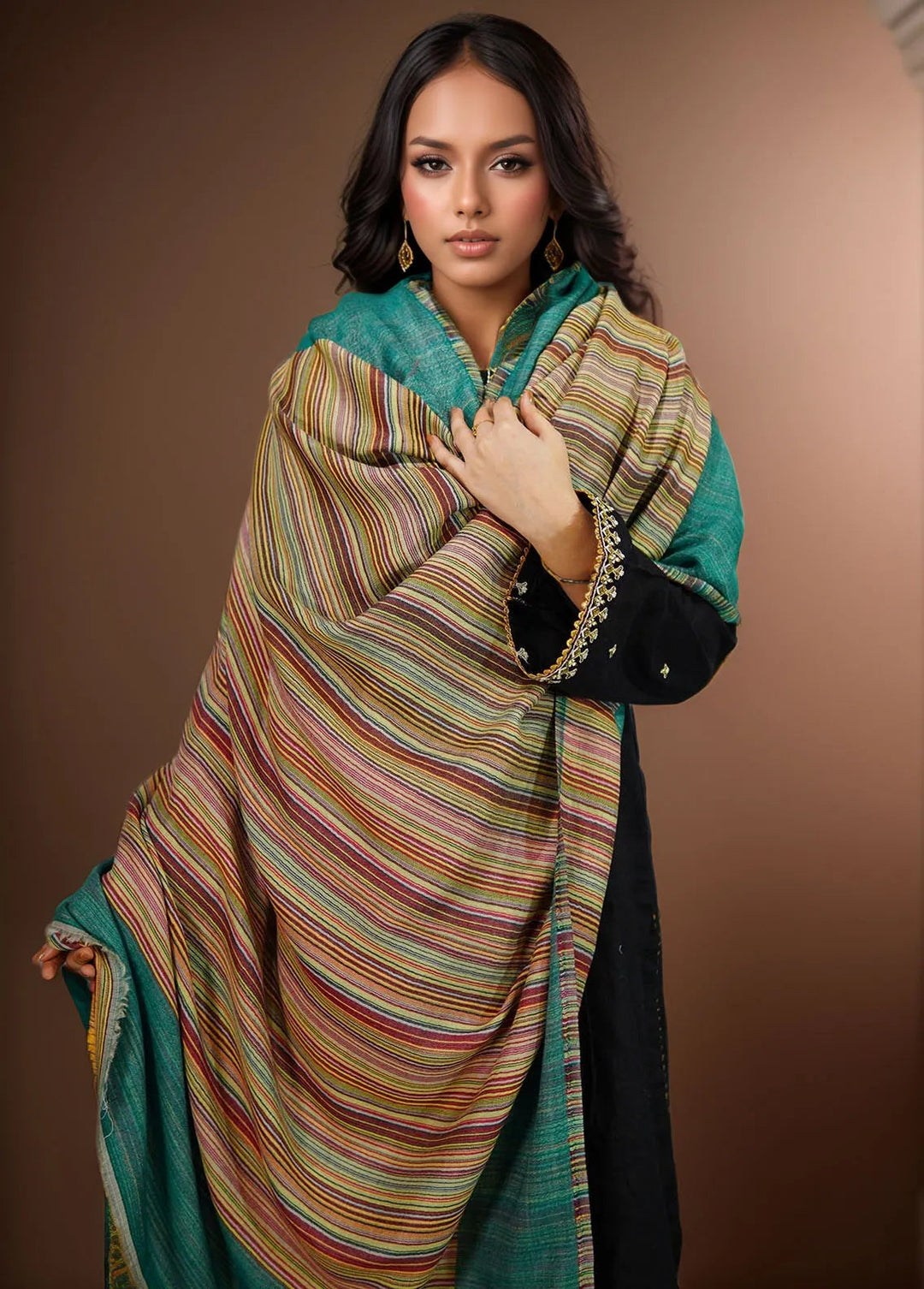 Sanaulla Exclusive Range Pashmina Shawl KPS D-43 Multi 10 - Winter Collection