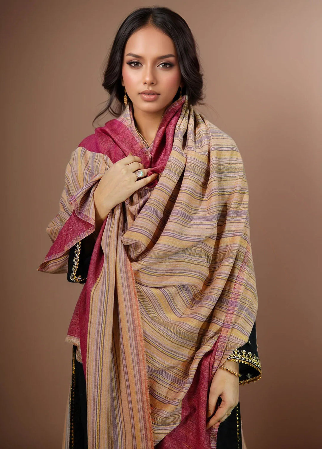 Sanaulla Exclusive Range Pashmina Shawl KPS D-43 Multi 3 - Winter Collection
