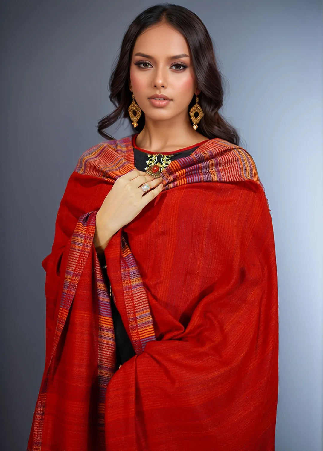 Sanaulla Exclusive Range Pashmina Shawl KPS D-43 Multi 8 - Winter Collection