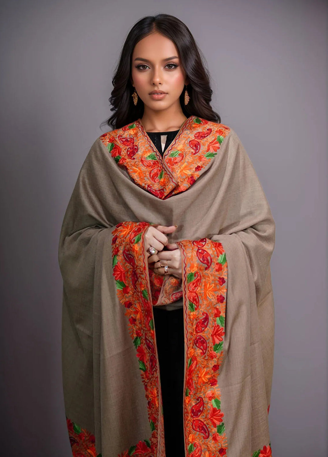 Sanaulla Exclusive Range Pashmina Shawl KPS D-5 Brown 1 - Winter Collection